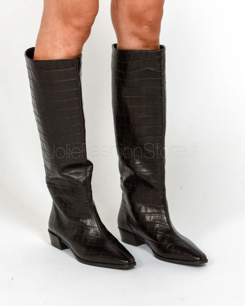 Copenhagen Chocolate Croco Print Leather Boot