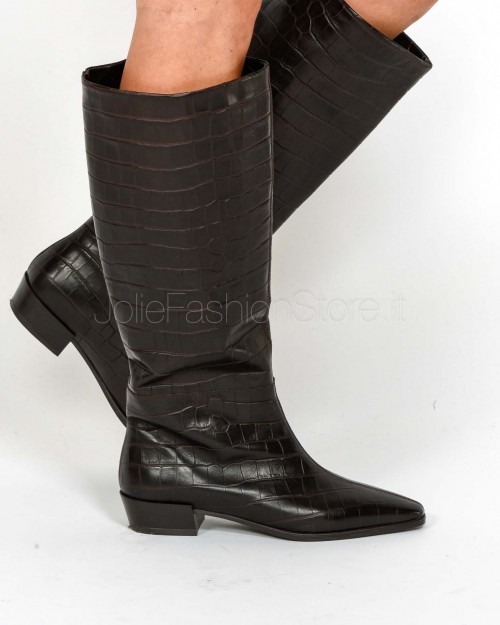 Copenhagen Chocolate Croco Print Leather Boot  CPH295 BRO