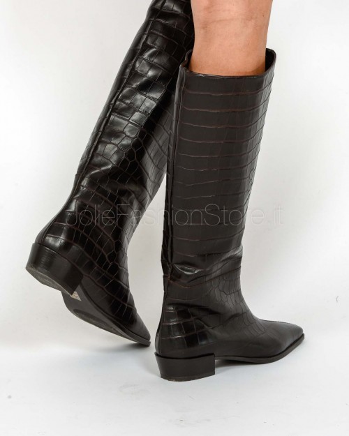 Copenhagen Chocolate Croco Print Leather Boot  CPH295 BRO