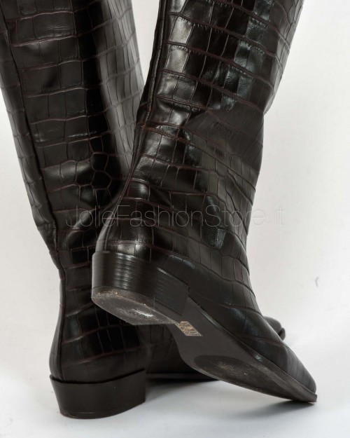 Copenhagen Chocolate Croco Print Leather Boot  CPH295 BRO
