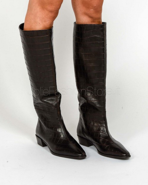 Copenhagen Chocolate Croco Print Leather Boot  CPH295 BRO