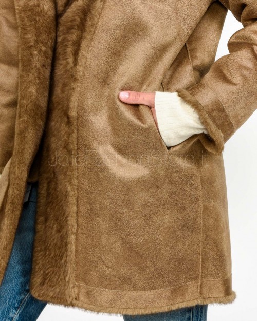 Tavus Milano Pelliccia Reversibile Eco Visone Marrone  25215 BISCUIT