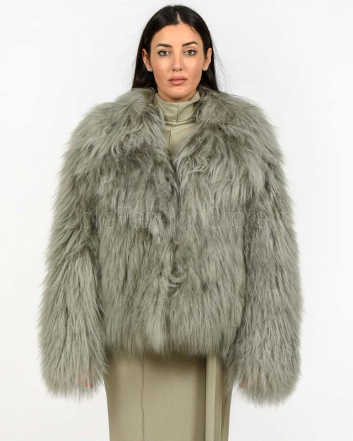 Patrizia Pepe Pelliccia Corta Voluminosa Silver Green Mongolia  2O0199 L173 S750