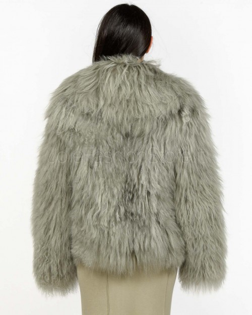 Patrizia Pepe Pelliccia Corta Voluminosa Silver Green Mongolia  2O0199 L173 S750