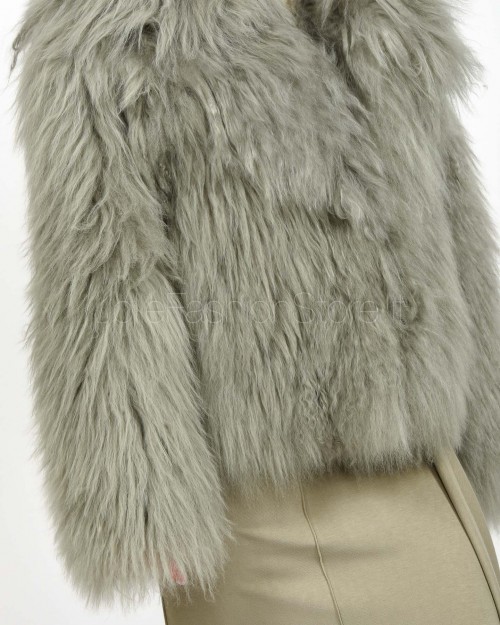 Patrizia Pepe Pelliccia Corta Voluminosa Silver Green Mongolia  2O0199 L173 S750