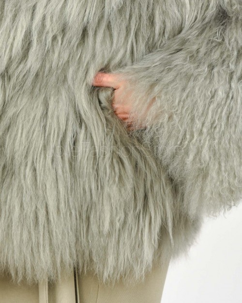 Patrizia Pepe Pelliccia Corta Voluminosa Silver Green Mongolia  2O0199 L173 S750