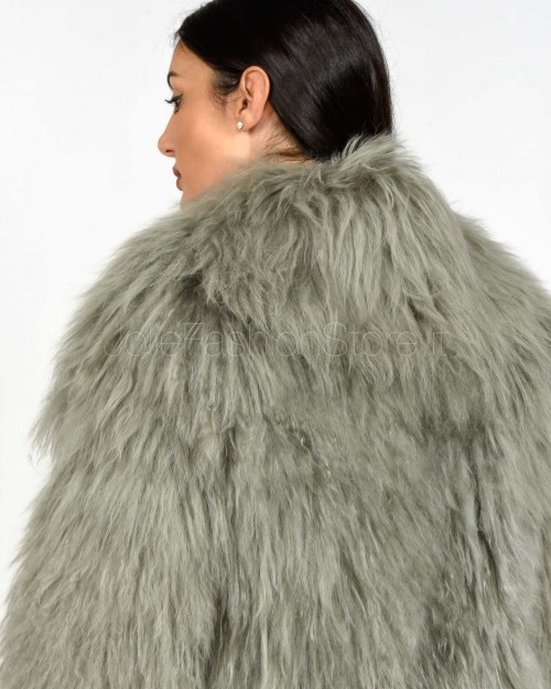 Patrizia Pepe Pelliccia Corta Voluminosa Silver Green Mongolia  2O0199 L173 S750