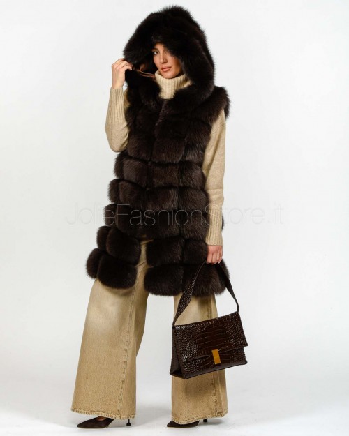 Frame Pelliccia Gilet Volpe Lungo Moka  329500 MOKA