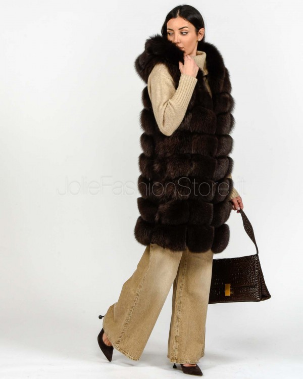 Frame Pelliccia Gilet Volpe Lungo Moka  329500 MOKA