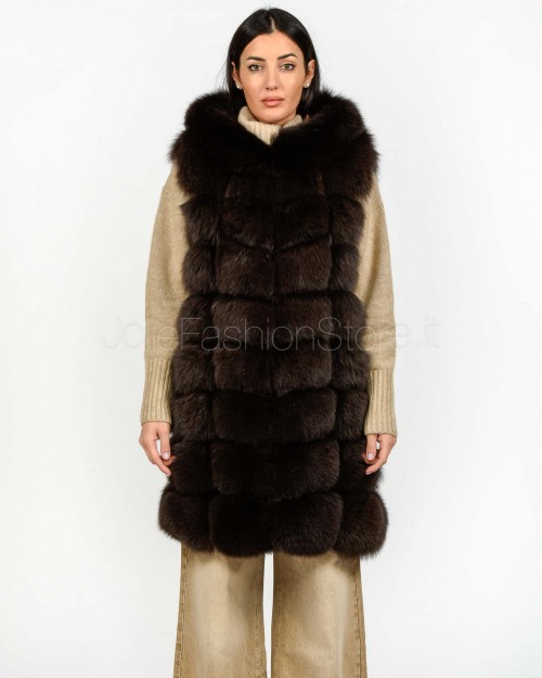 Frame Pelliccia Gilet Volpe Lungo Moka  329500 MOKA