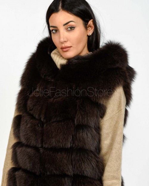 Frame Pelliccia Gilet Volpe Lungo Moka  329500 MOKA