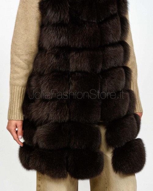 Frame Pelliccia Gilet Volpe Lungo Moka  329500 MOKA