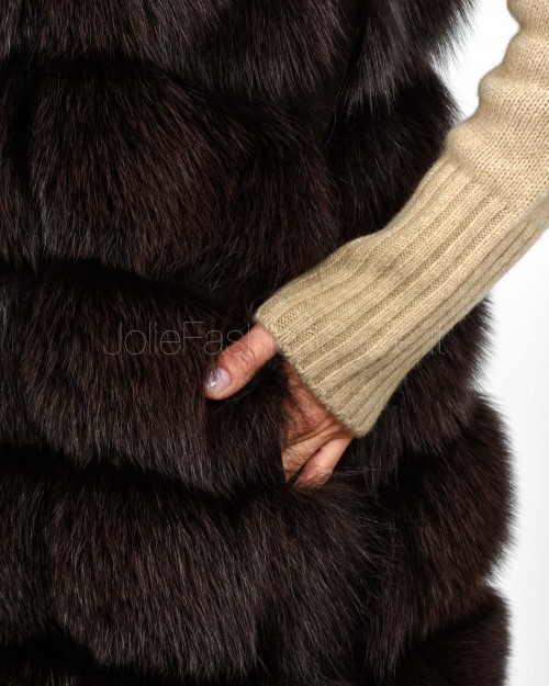 Frame Pelliccia Gilet Volpe Lungo Moka  329500 MOKA