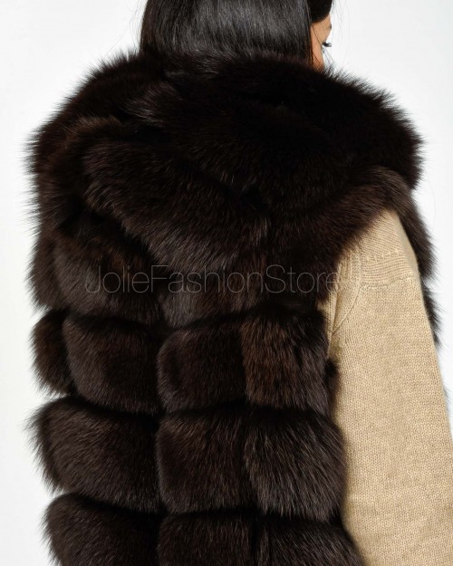 Frame Pelliccia Gilet Volpe Lungo Moka  329500 MOKA