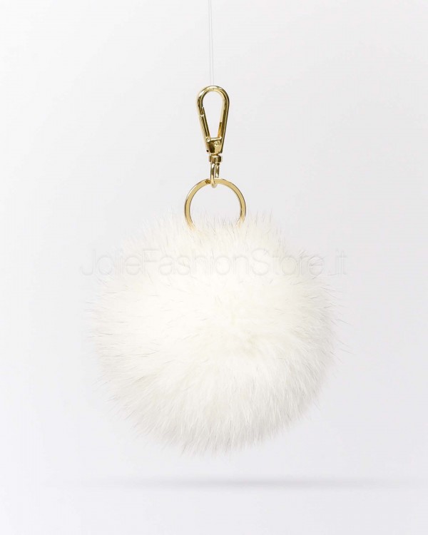 Frame Portachiavi Pon Pon in Volpe Bianco  PORTACHIAVI BIANCO