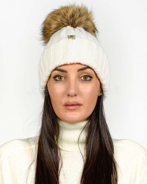 Regina Gold Berretto Bianco Con Pon Pon  50699 BIANCO