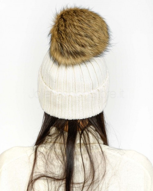Regina Gold Berretto Bianco Con Pon Pon  50699 BIANCO