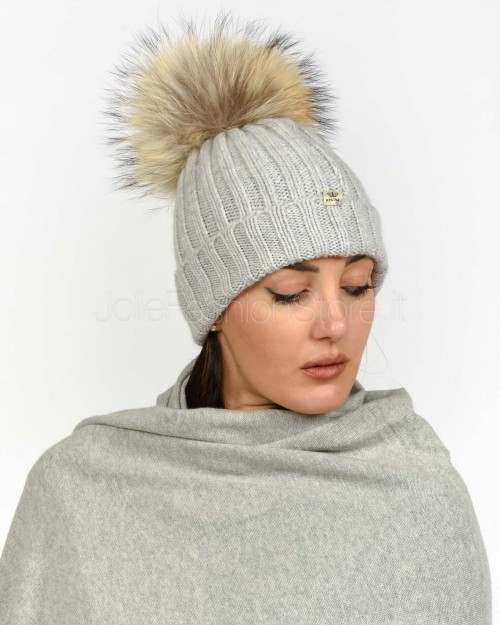 Regina Gold Berretto Perla Con Pon Pon