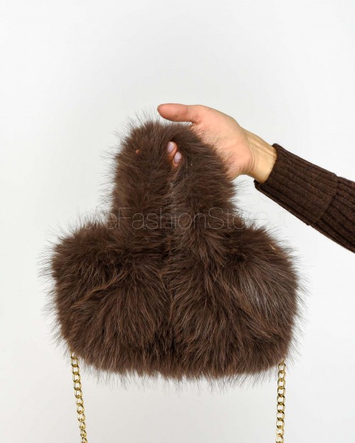 Tavus Milano Dark Brown Faux Fur Bag  25435 DARK BROWN