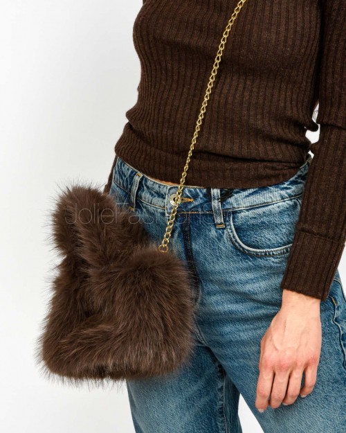 Tavus Milano Dark Brown Faux Fur Bag  25435 DARK BROWN