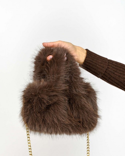 Tavus Milano Dark Brown Faux Fur Bag  25435 DARK BROWN