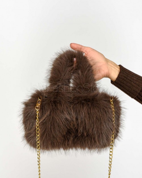 Tavus Milano Dark Brown Faux Fur Bag  25435 DARK BROWN