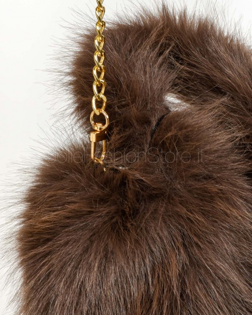 Tavus Milano Dark Brown Faux Fur Bag  25435 DARK BROWN