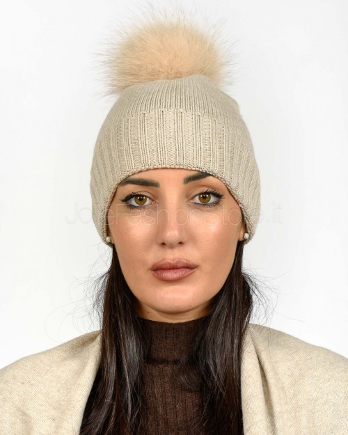 Frame Beige Pom Pom Hat  CAPPELLINO LISCIO 770