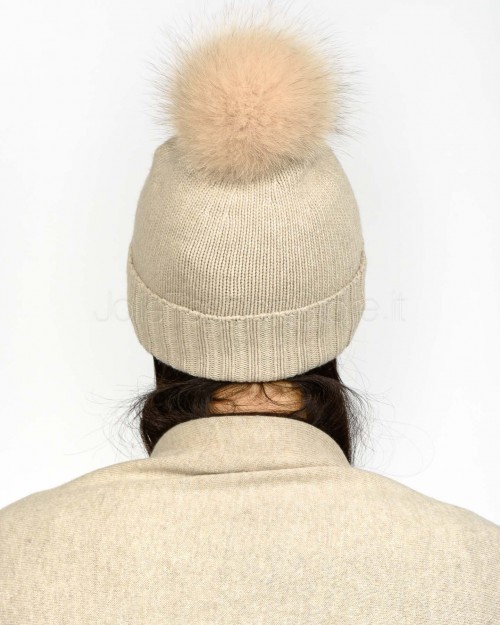 Frame Beige Pom Pom Hat  CAPPELLINO LISCIO 770