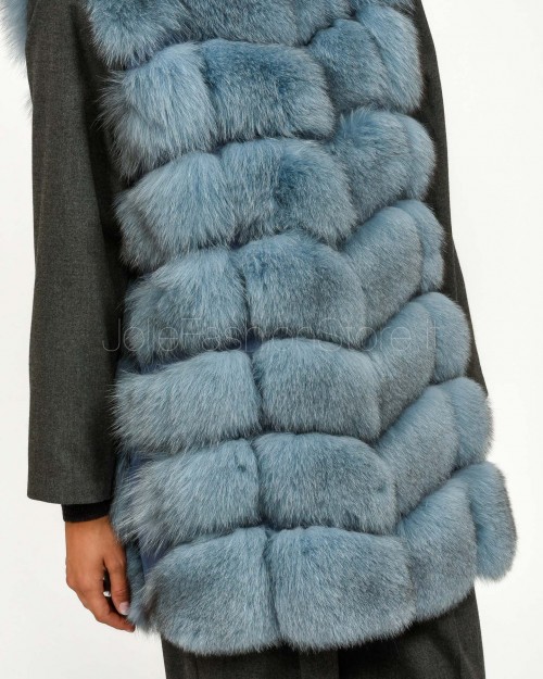 Frame Pelliccia Gilet Volpe Medio con Cappuccio Carta da Zucchero  329502 CDZ