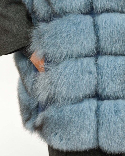 Frame Pelliccia Gilet Volpe Medio con Cappuccio Carta da Zucchero  329502 CDZ