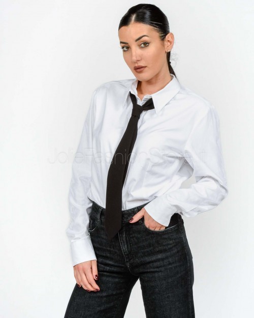 Patrizia Pepe Cravatta in Twill di Cotone Stretch Nero