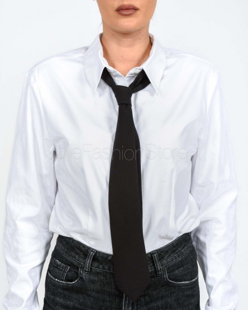 Patrizia Pepe Cravatta in Twill di Cotone Stretch Nero  5F0008 A498 K103