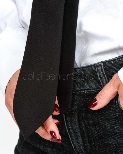 Patrizia Pepe Cravatta in Twill di Cotone Stretch Nero  5F0008 A498 K103