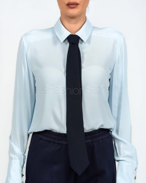 Patrizia Pepe Cravatta in Twill di Cotone Stretch Blu Navy  5F0008 A498 C382