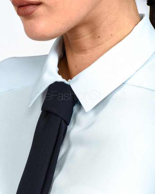 Patrizia Pepe Cravatta in Twill di Cotone Stretch Blu Navy  5F0008 A498 C382