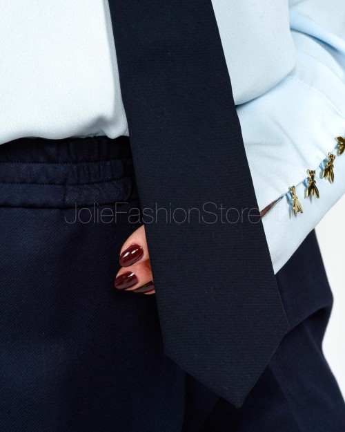 Patrizia Pepe Cravatta in Twill di Cotone Stretch Blu Navy  5F0008 A498 C382