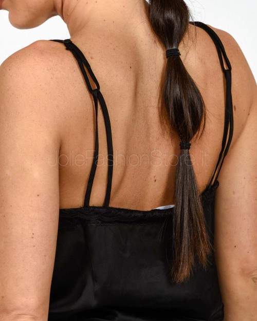 Grace & Mila Canotta in Raso e Pizzo Nero  TREFLE NOIR