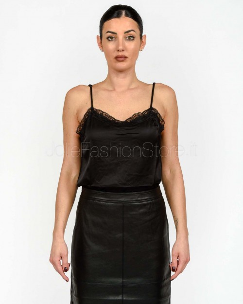 Grace & Mila Canotta in Raso e Pizzo Nero  TREFLE NOIR