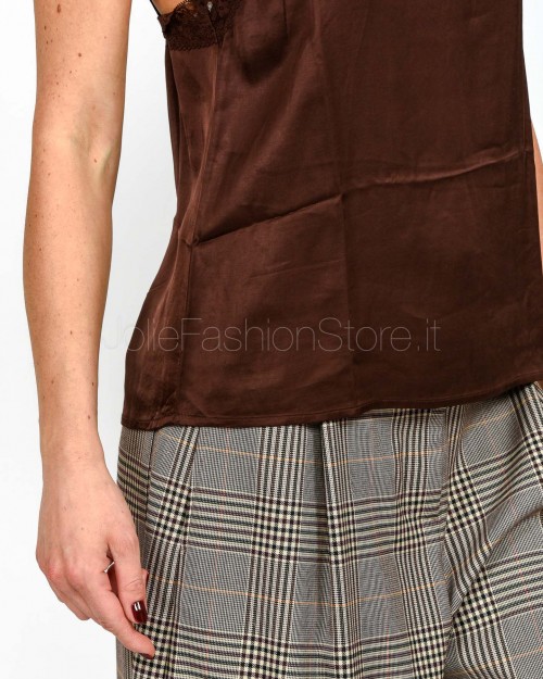 Grace & Mila Chocolate Satin and Lace Camisole  TREFLE CHOCOLATE