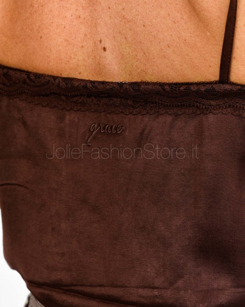 Grace & Mila Chocolate Satin and Lace Camisole  TREFLE CHOCOLATE