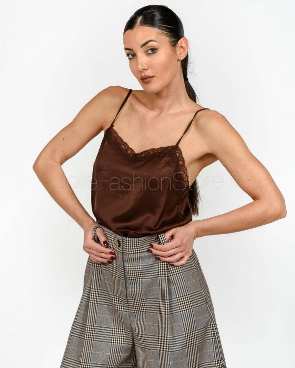 Grace & Mila Chocolate Satin and Lace Camisole  TREFLE CHOCOLATE