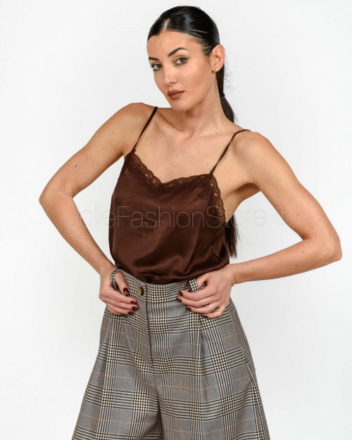 Grace & Mila Chocolate Satin and Lace Camisole  TREFLE CHOCOLATE