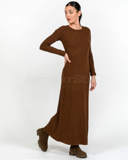 Grace & Mila Abito Lungo a Costine Chocolate  SORINA CHOCOLATE
