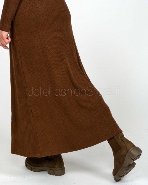 Grace & Mila Abito Lungo a Costine Chocolate  SORINA CHOCOLATE