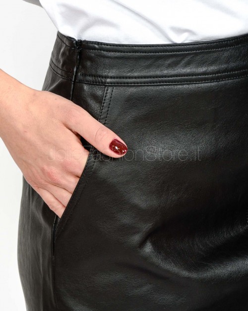 Grace & Mila Gonna Midi in Ecopelle Nero  SIRENE NOIR