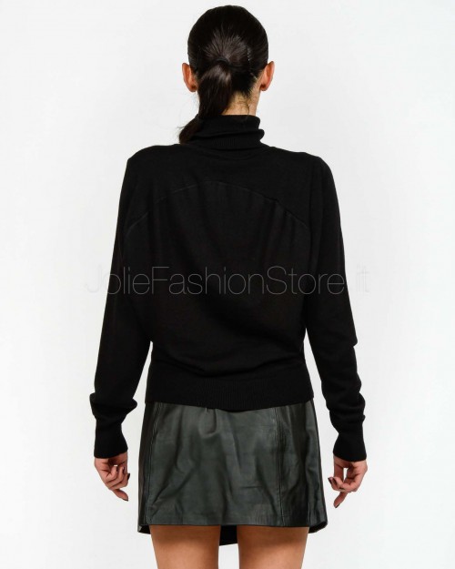 Meimeij Maglia Dolcevita in lana Vergine Nero  M5FZ51 NERO