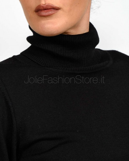 Meimeij Maglia Dolcevita in lana Vergine Nero  M5FZ51 NERO