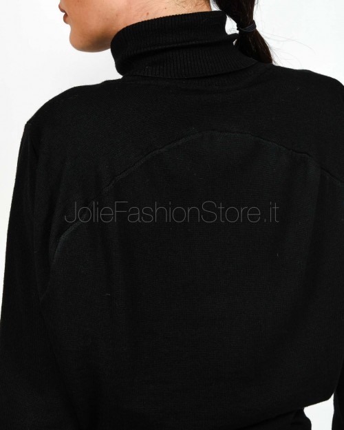 Meimeij Maglia Dolcevita in lana Vergine Nero  M5FZ51 NERO