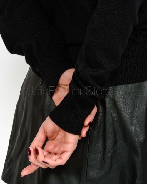 Meimeij Maglia Dolcevita in lana Vergine Nero  M5FZ51 NERO